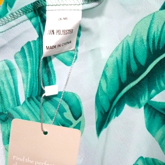 GREEN LEAF WHITE FLORAL OPEN FRONT WRAP SKIRT SIZE S/M NWT - Picture 4 of 5